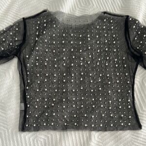 Brand New Never Worn - Pearl and Diamond Mesh Crop M